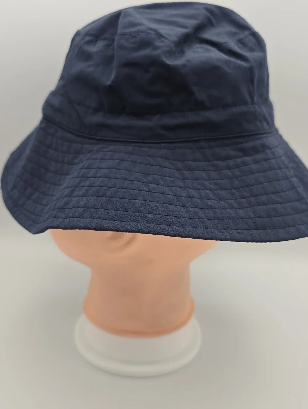 Kids Navy Blue Solid Wide Brim Sun Hat 52cm 100% Polyester UPF 50+ Strap